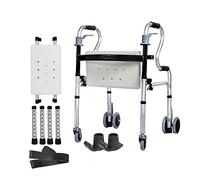 Aluminum Foldable Walker Rehabilitation Auxiliary Walking Frame with Seat Cushion Backrest Belt Height Adjustable Elderly Walking Mobility Aid Double The Comfort