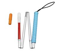 Aluminum Folding Cane for The Blind,Folds Down 4 Sections, White Cane for Children,with 2 Tips (100 cm, Blue Handle)