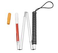 Aluminum Folding Cane for The Blind,Folds Down 4 Sections, White Cane for Children,with 2 Tips (90 cm, Black Handle)