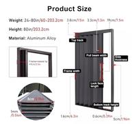 Aluminum Folding Doors - Space-Saving Outdoor Retractable Sliding Partition for Bathroom Shower Patio & Shed - White 45"x80"/114.5x203cm & Stylish Design