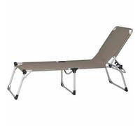 Aluminum Folding Lounge Chair XXL Frame Silver Ranotex® Fabric Taupe