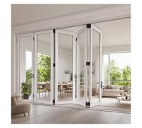 Aluminum Folding Sliding Door with Tempered Glass Retractable Partition for Home/Commercial Use 140x150CM (55.1x59.1IN) Modern DesignSolution