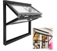 Aluminum Folding Sliding Window with Safe Lock 5mm Tempered Glass Perfect for Coffee Shops Kitchens and Cafes - Size 36x28in (WxH)