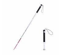 Aluminum Folding Walking Cane, Lightweight Sections Cane Folds, Folding Blind Cane Walking Stick with Red Reflective Tape for The Blind and Visually Impaired People(Size:7 sections bolded 49.21in)