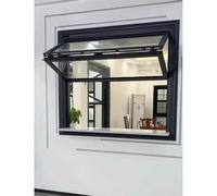 Aluminum Frame Food Truck Window - Sliding Concession Service Window with Tempered Glass, Flush Mount Design, 80° Opening for Kitchens & Mobile Businesses (50x120cm)