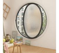 Aluminum Frame Round Tempered Glass Window, 360° Rotating Casement with Handle,Kitchen Home Decor Porthole,Replacement Indoor Ventilation for Bathroom, Bedroom