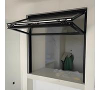Aluminum Frame Serving Window,Flush Mount Concession Stand Serving Window Door,Sliding Glass Window for Concession,Food Truck Service Window,Double Hung Window for Milk Tea Store(Black,WxH 40x40in/101