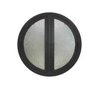 Aluminum Frame Window Double Hung Windows, Round Ventilation Window with Handle, Rotates 90° Both Sides Casement Window, Flush Mount Glass Window for Bathroom Kitchen(Black,100cm/39.3in)