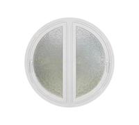 Aluminum Frame Window Double Hung Windows, Round Ventilation Window with Handle, Rotates 90° Both Sides Casement Window, Flush Mount Glass Window for Bathroom Kitchen(White,100cm/39.3in)