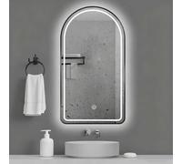 Aluminum Framed LED Bathroom Mirror Adjustable Brightness & 3 Color Temperatures Anti-Fog Wall Mirror for Elegant Home Decor (Black 60x90cm)