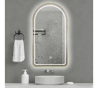 Aluminum Framed LED Bathroom Mirror Dimmable Wall Mirror with 3 Color Temperatures 50x80cm Elegant Vanity Mirror for Makeup and Grooming Anti-Fog Design