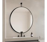 Aluminum Framed Wall Mirror for Bathroom Living Room Bedroom Entryway - 50cm/19.7in Black Makeup Mirror Stylish Décor Modern Design