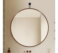 Aluminum Framed Wall Mirror for Makeup - 60cm Walnut Wood Decorative Mirror for Bathroom Living Room Bedroom Entryway - Stylish and Functional Home Decor