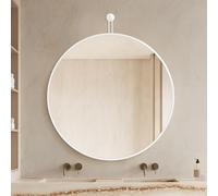 Aluminum Framed Wall Mirror for Makeup Bathroom Living Room Bedroom Entryway - Stylish White 50cm/19.7in Decorative Mirror