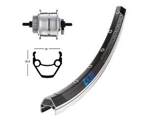 Aluminum front complete wheel 28x1.75 EXAL ZX 19 compatible with SHIMANO DINAMO