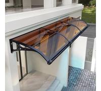 Aluminum Front Door Awning Canopy, Outdoor Patio Cover, Modern Polycarbonate Garden Awning, 80x350cm Brown, Durable Waterproof Sheltering for Entrance and Porch