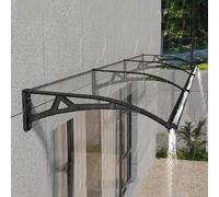 Aluminum Front Door Canopy - Curved Design 80x460cm 2.5mm Thick Clear Polycarbonate 4 Color Options Durable Outdoor Entrance Awning Weather-Resistant Patio Cover