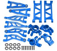 Aluminum Front & Rear Suspension with Steering Knuckles & Rear C-Hubs Upgrade Parts for ARRMA 1/14 Typhon Grom 1/18 Granite Grom (Blue)