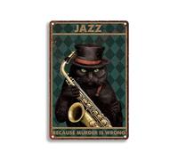 Aluminum Funky Tin Sign Jazz Because Murder Is Wrong For Cafes Bars Shop Wall Decorative 8.00"x12.00"
