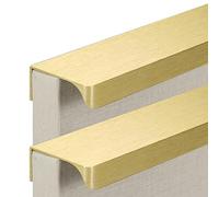 Aluminum Furniture Pull Handles Brushed Gold Cabinet Door Handles Invisible Kitchen Cupboard Pulls Closets Drawer Handles, 2 Pcs (Length 400mm)
