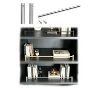 Aluminum Gallery Rail Kit for Bookshelves/Furniture/Cabinet, Shelf Edge Tipping Guardrail Rod, Decorative Shelving Fence with Spindles & Hardware(Silver-A,76in/193cm)