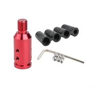Aluminum Gear Shift Knob Adapter With 3 Sizes Plastic Hoses For Non Threaded Shifter Levers Manual Transmission Cars Trucks(Red)