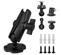 Aluminum GPS Mount, 17-25mm Ball Connector with T-Bolt Mount and 1" Ball Mount Adapter 3 in 1,Fit for Garmin GPS & Backup Camera Monitor, Heavy-Duty Drill Base, Arm with 25mm/1inch Ball Joint