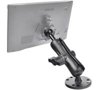 Aluminum GPS Mount for Garmin DriveSmart 86, AMPS Round Base with Drill-Down Install, 360° Adjustable Double Socket Arm & 25mm to 22mm Ball Adapter, for Car Dashboard & 22mm Ball GPS