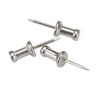 'Aluminum Head Push Pins, Aluminum, Silver, 1/2, 100/Box