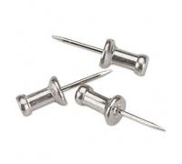 Aluminum Head Push Pins, Steel 1/2" Point, Silver, 100 per Box [Set of 2]