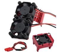 Aluminum Heatsink Plastic RC Motor ESC Cooling Fan Set RC Spare Parts for TRAXXAS VXL-3S Slash/Rally/Bandit/Stampede 2WD 4WD RC Car (Red)