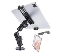 Aluminum Heavy-Duty Drill Base Tablet Holder Mount for 4.7"-15" iPad Pro,Mini,Samsung Galaxy Tab, Surface, 360°Adjustable 2-Stage Arm Car Stand for Truck Dashboard Wall Desk Commercial Vehicle