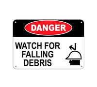 Aluminum Horizontal Metal Sign Multiple Sizes Danger Watch for Falling Debris Construction Black Safety Half Way Border Weatherproof Street Signage 10x7Inches