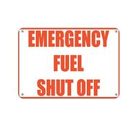 Aluminum Horizontal Metal Sign Multiple Sizes Emergency Fuel Shut Off Hazard White with Border Weatherproof Street Signage 14x10Inches