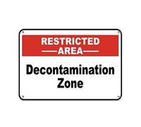 Aluminum Horizontal Metal Sign Multiple Sizes Restricted Area Decontamination Zone Security White Authorized Personnel Only with Border Weatherproof Street Signage 14x10Inches