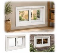 Aluminum Horizontal Sliding Basement Window, Dual Track Replacement for Shed Garage Bathroom Mobile Home Wall Vent, 25 x 24 Inches