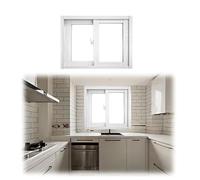 Aluminum Horizontal Sliding Window with Screen - Flush Mount Design Tempered Glass Replacement Window for Sheds Garages and Outdoor Spaces