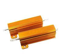 Aluminum Housing Resistor, Gold 50W 15 Ohm Aluminum Case Clad Wirewound Resistor Load Resistors, 2 Pcs