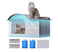 Aluminum Insulated Cooling House - Cat Shade Tent Shelter, Tear Resistant Outdoor Cave | Spacious Heat Reflective Pet Retreat, Foldable Summer Canopy with Cover for Apartment Patio Balcony Car Travel