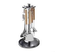 Aluminum Kitchen Utensil Rack With Rotating Design, Holds 8 Essential Cooking Tools Like Spoons, Stable Anti-skid Base Prevents Tipping, Easy To Clean Dishwasher Safe Holder In Black(black)