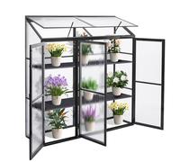 Aluminum Lean To Greenhouse Compact Tomato Garden Shed,Aluminum Lean To Greenhouse Compact Tomato Grower 3 Doors 190 x 55 x 180 cm Black Ideal for Small Gardens & Urban Spaces Durable & Weat