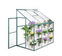 Aluminum Lean-To Greenhouse - Compact Tomato House with Three Doors - No Back Wall - 182 x 122 x 195 cm - Green Garden Shed for Outdoor Planting