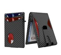 Aluminum Leather Card Holder - Pop-Up Card Case Wallet with Money Clip, ID Window, and Quick Access Slots - Holds 10+ Cards and Cash