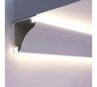 Aluminum LED Channel Crown Moulding for Ceiling & Wall 59ft Indirect Lighting Trim with Lampshade Double Light LED Track Modern Linear Decorative Light Fixture