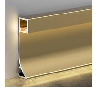 Aluminum LED Channel for Baseboard Lighting - 1.5m (4.9ft) Gold Skirting Board Ideal for Living Room Bedroom Theater Home Decor Modern LED Accent Lighting