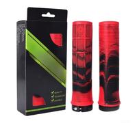 Aluminum Lock Ring Bike Grips 136mm Secure Fit | Soft TPR material, shock absorption, long-distance comfort, 136x31mm size, black and red options