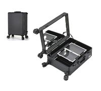 Aluminum Makeup Case Travel Cosmetic Bag Beauty Trolley with 360° Wheels nizer for Makeup and Accessories Portable Makeup Storage Ideal for Beauty Professionals (Size: B)