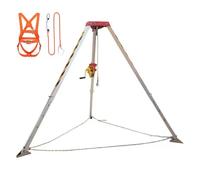 Aluminum Manhole Tripod Kit - 1800lbs Winch with 10/15/20/30m Fall Arrester, Confined Space Lifting & Equint for Wells & Sewers