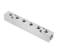 Aluminum Manifold,6 Way 8 Port Air Manifold, G1/2" G1/4" Hose Inline Block Splitter Pneumatic Fitting, Blue