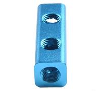 Aluminum Manifold Block Splitter 1/4 Inch Threaded Ports 5 Way Air Compressor Hose Distributor for Industrial Pneumatic Systems, 1PC Teal Blue